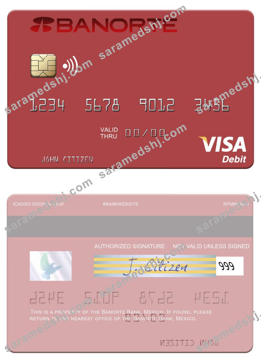 Mexico Banorte Bank visa debit card